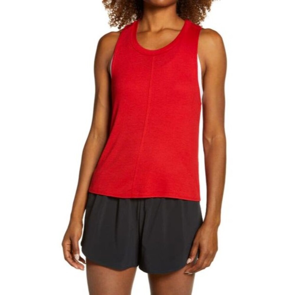 ZELLA Favorite Rib Red Couture Athletic Tank Top XS Red Racerback Workout EUC B8